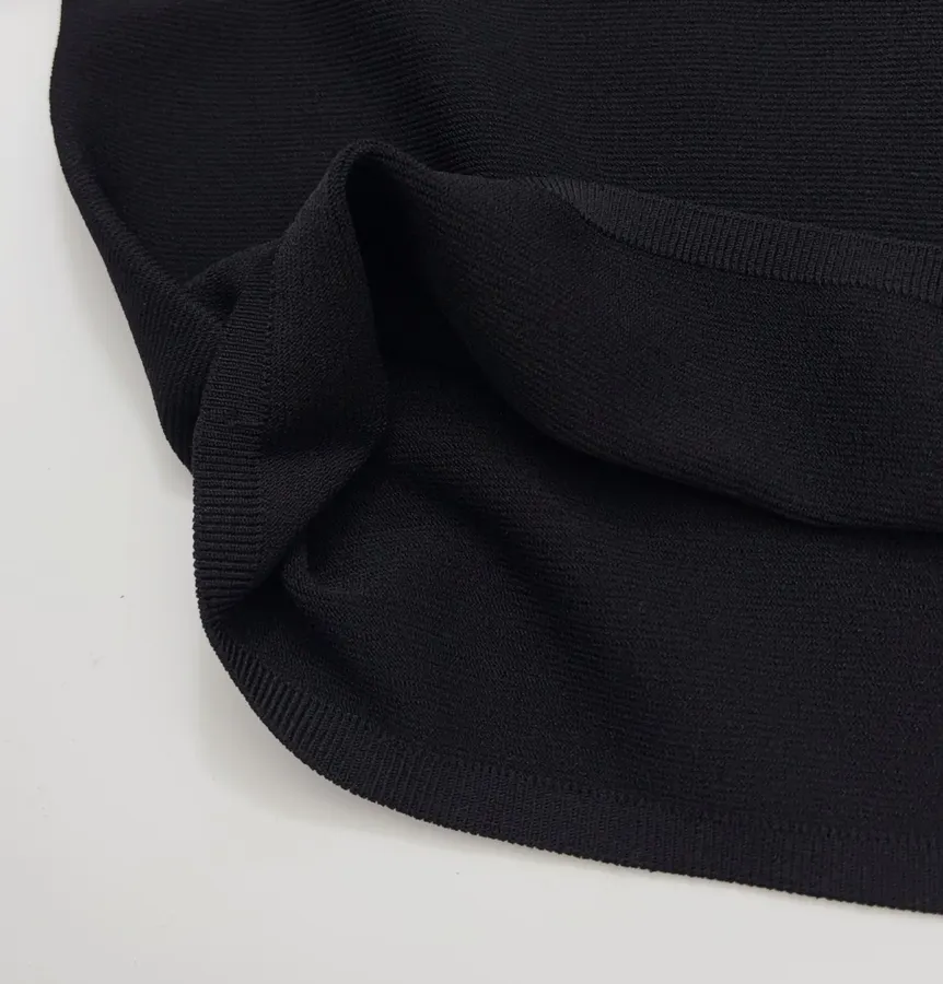 Black Mock-Neck Short-Sleeve Knit Top in Black, product view 15