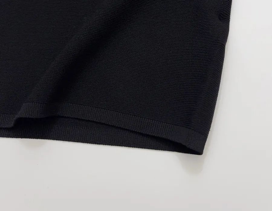Black Mock-Neck Short-Sleeve Knit Top in Black, product view 16
