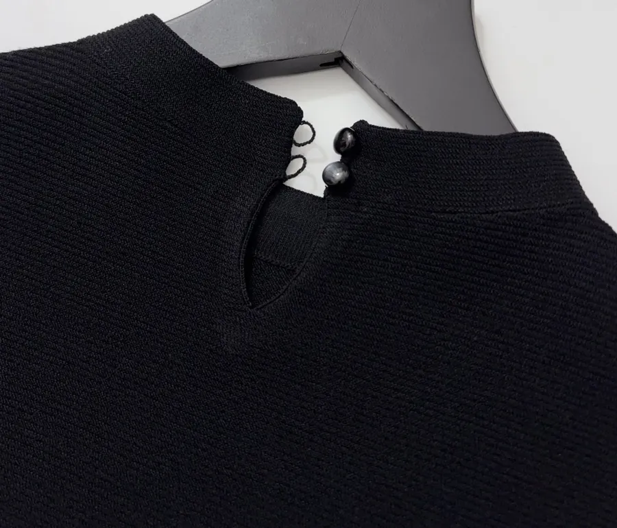 Black Mock-Neck Short-Sleeve Knit Top in Black, product view 19