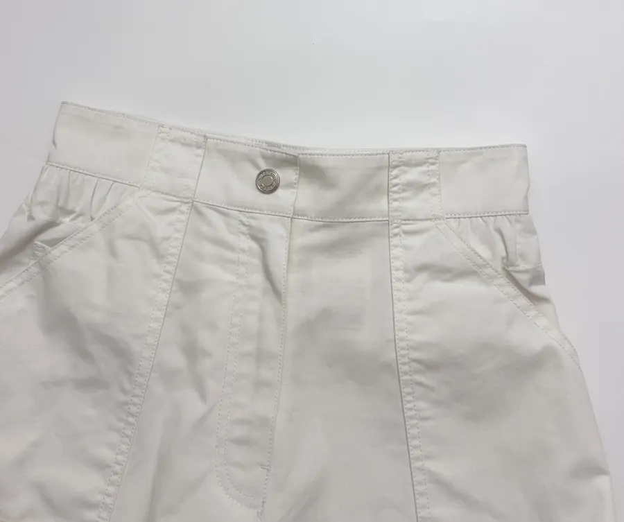 Cuffed Tailored Shorts in Brown, Navy and White, product view 04