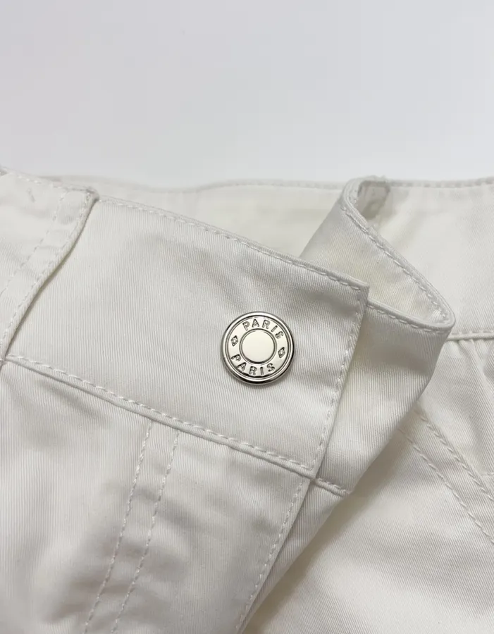 Cuffed Tailored Shorts in Brown, Navy and White, product view 06
