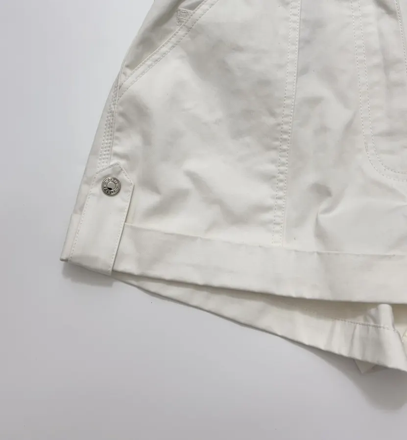 Cuffed Tailored Shorts in Brown, Navy and White, product view 09