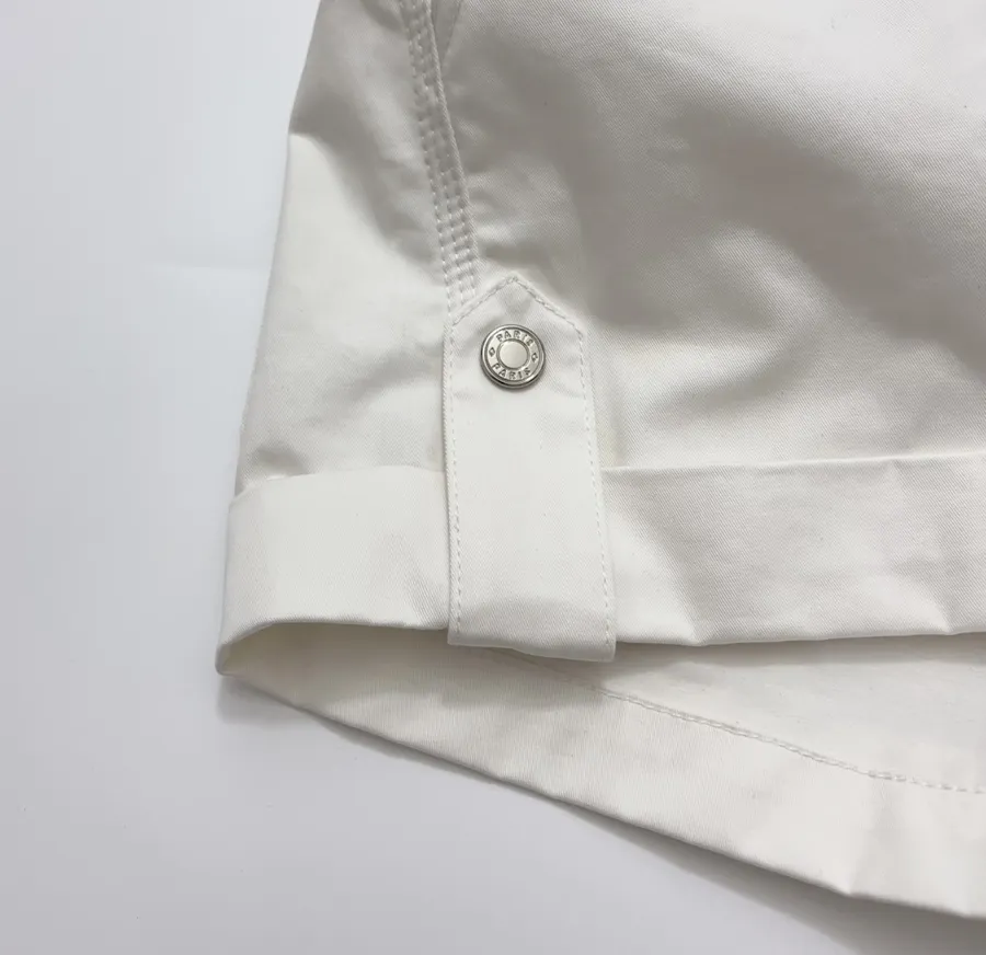 Cuffed Tailored Shorts in Brown, Navy and White, product view 10