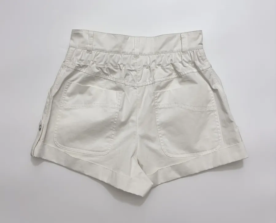 Cuffed Tailored Shorts in Brown, Navy and White, product view 15