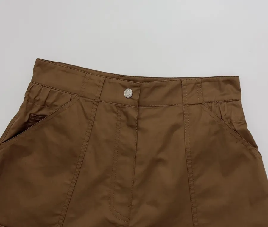 Cuffed Tailored Shorts in Brown, Navy and White, product view 20