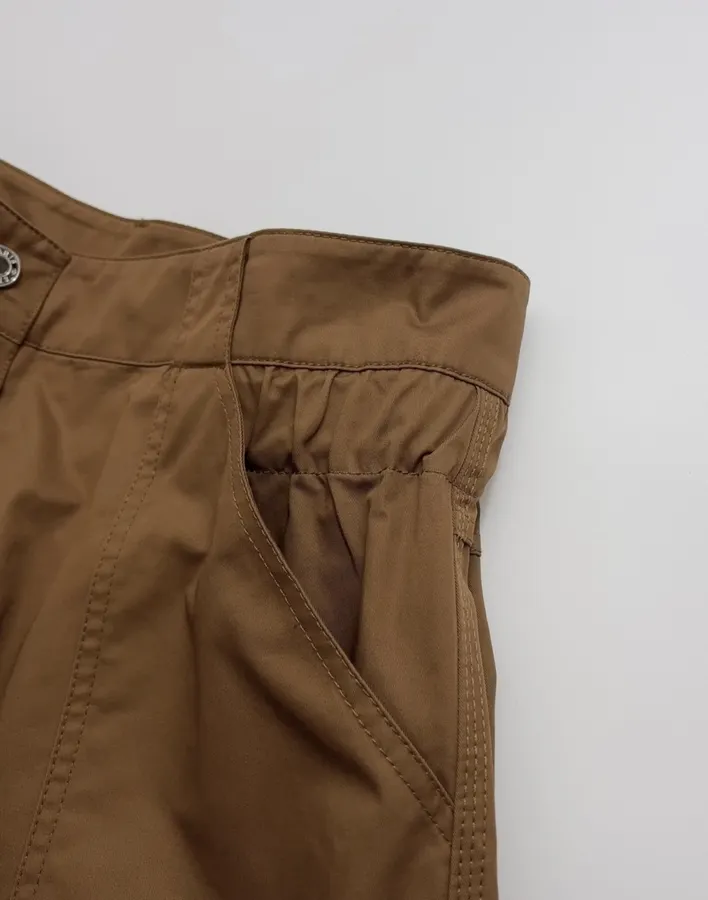 Cuffed Tailored Shorts in Brown, Navy and White, product view 22