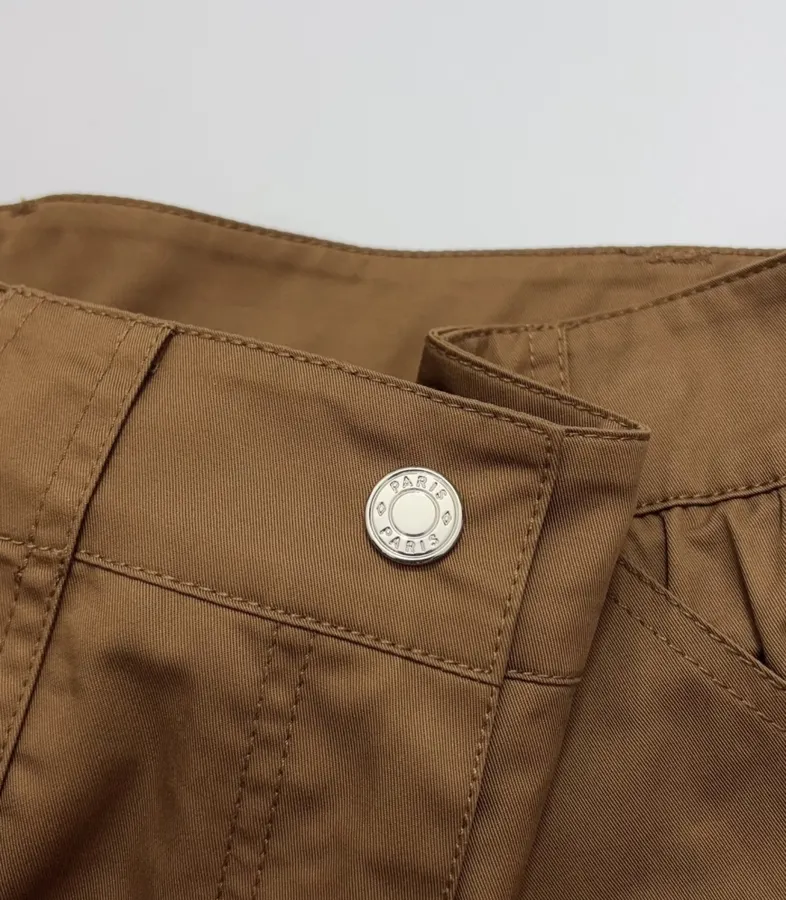 Cuffed Tailored Shorts in Brown, Navy and White, product view 23
