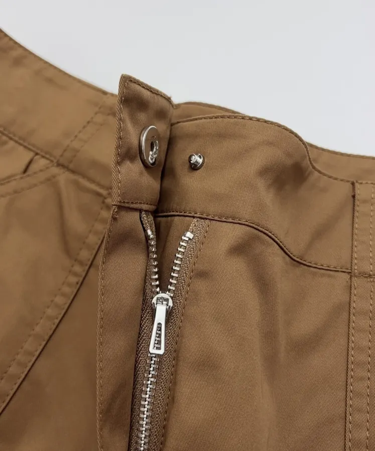 Cuffed Tailored Shorts in Brown, Navy and White, product view 24