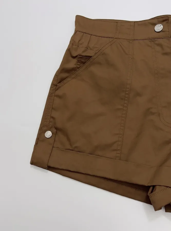 Cuffed Tailored Shorts in Brown, Navy and White, product view 25
