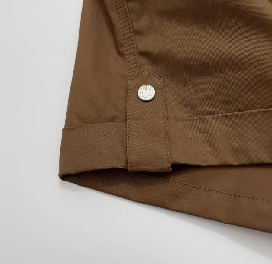 Cuffed Tailored Shorts in Brown, Navy and White, product view 26