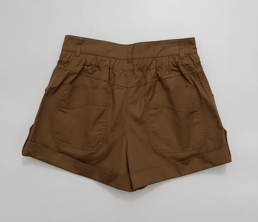 Cuffed Tailored Shorts in Brown, Navy and White, product view 27