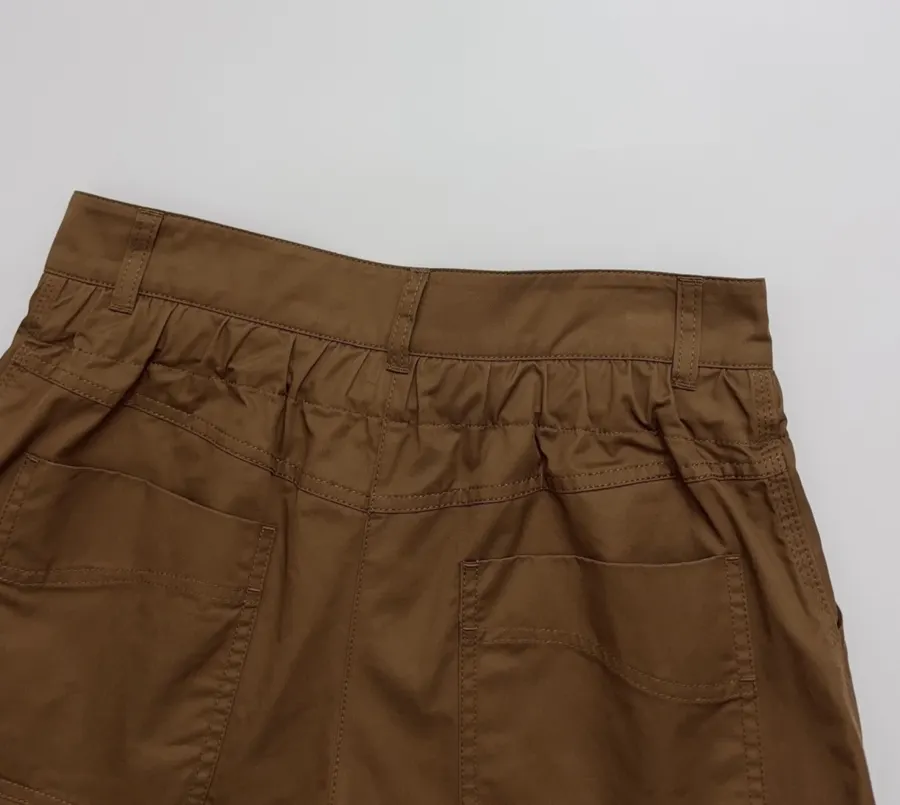 Cuffed Tailored Shorts in Brown, Navy and White, product view 28