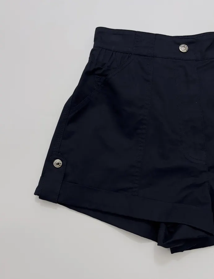 Cuffed Tailored Shorts in Brown, Navy and White, product view 34