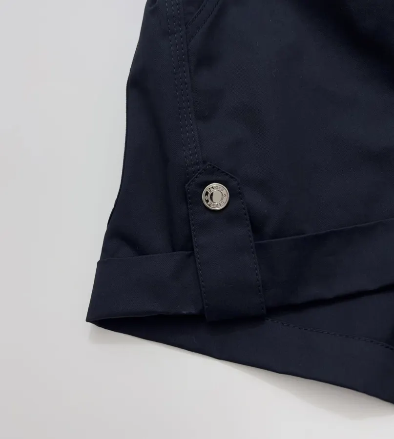 Cuffed Tailored Shorts in Brown, Navy and White, product view 35
