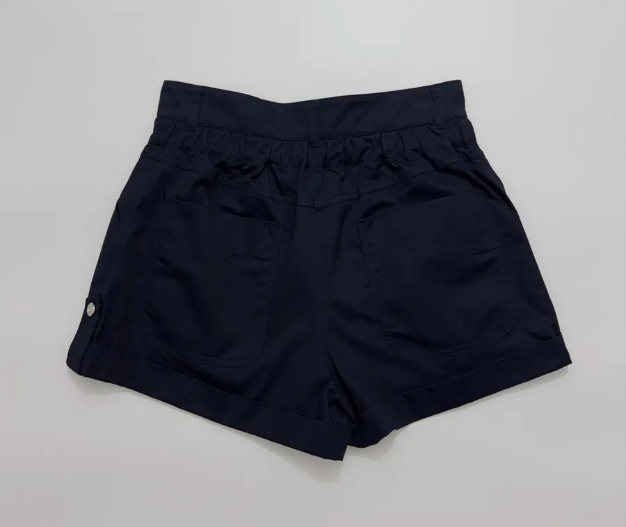 Cuffed Tailored Shorts in Brown, Navy and White, product view 36