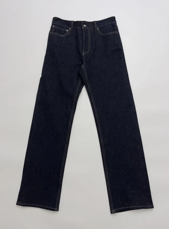 Dark Blue High-Waist Cropped Straight Jeans in Navy, product view 05