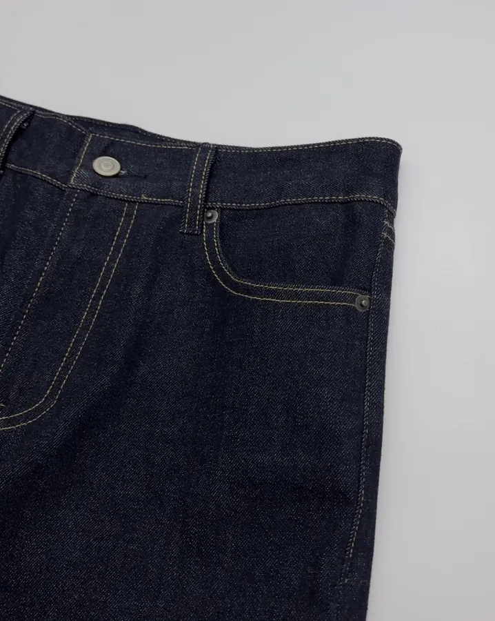 Dark Blue High-Waist Cropped Straight Jeans in Navy, product view 07