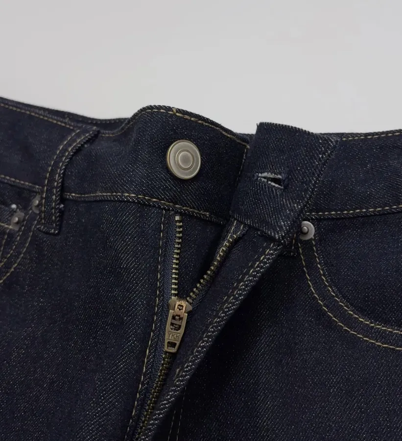 Dark Blue High-Waist Cropped Straight Jeans in Navy, product view 09