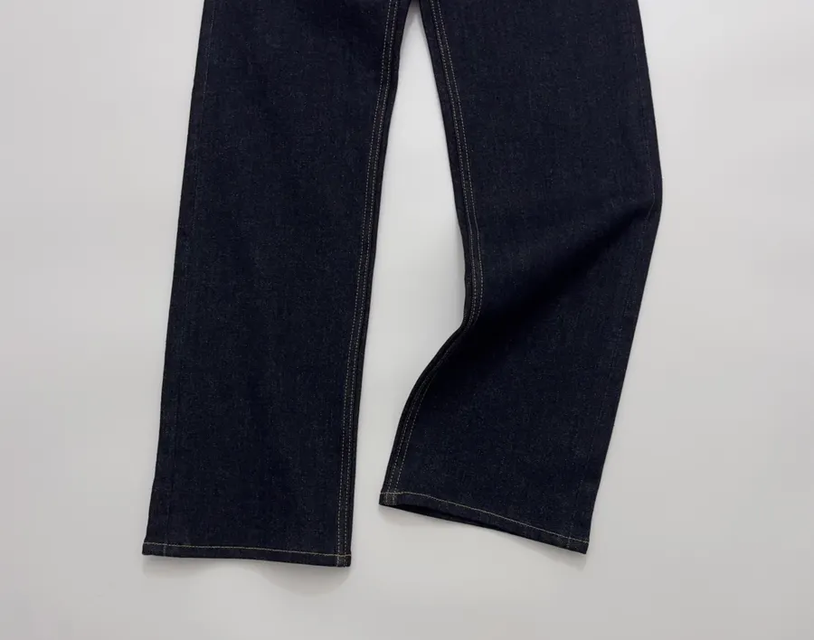 Dark Blue High-Waist Cropped Straight Jeans in Navy, product view 11