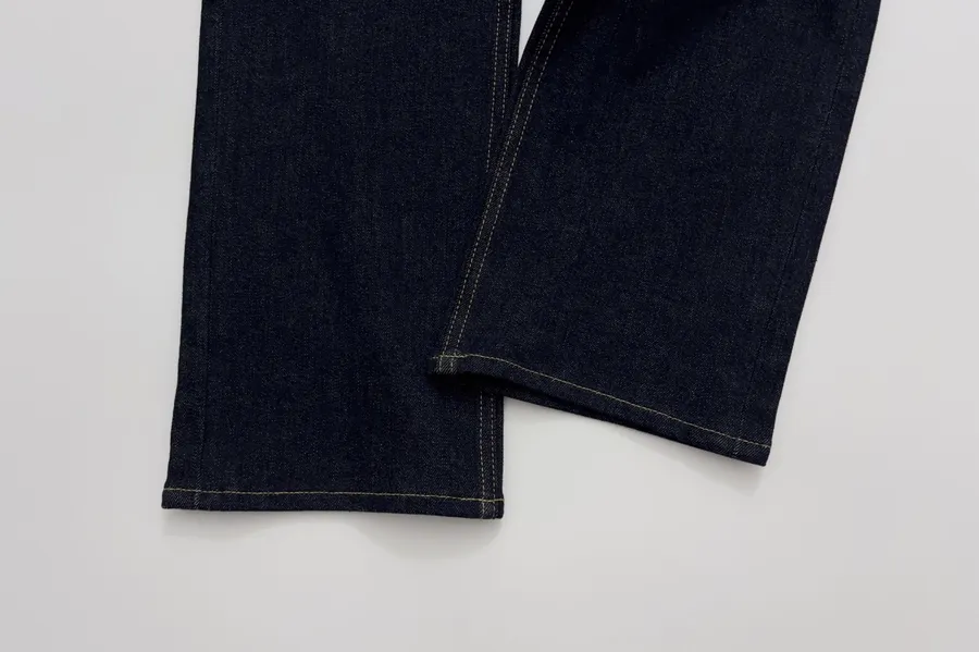 Dark Blue High-Waist Cropped Straight Jeans in Navy, product view 12