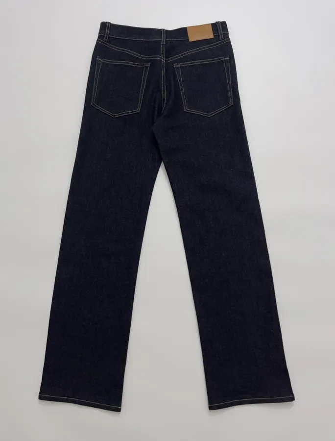 Dark Blue High-Waist Cropped Straight Jeans in Navy, product view 19