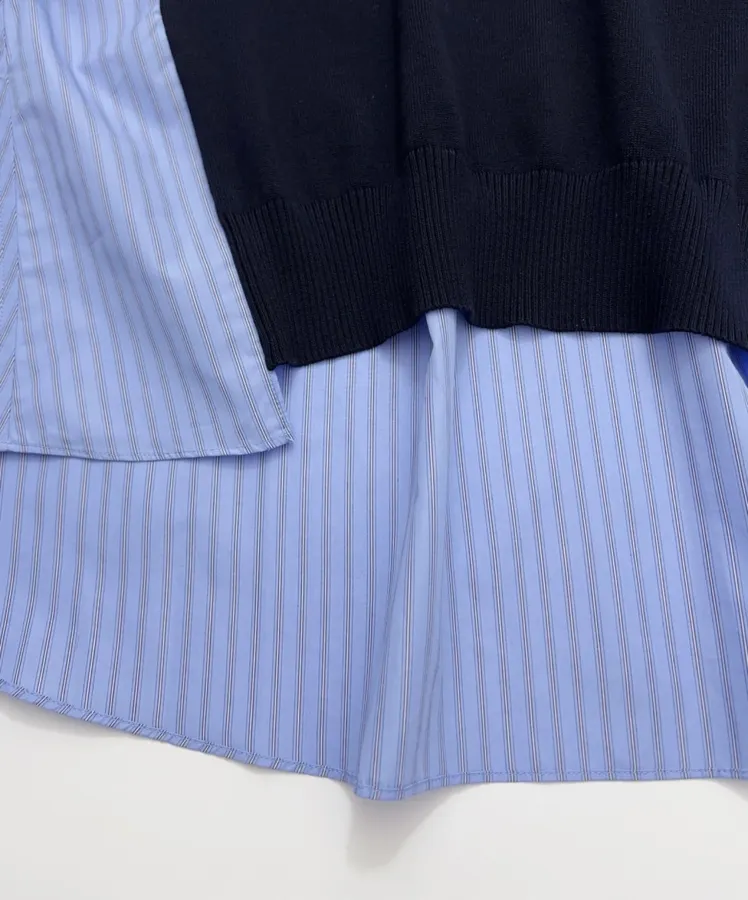 Top Irregularmente Empalmado in Navy and Blue, product view 08