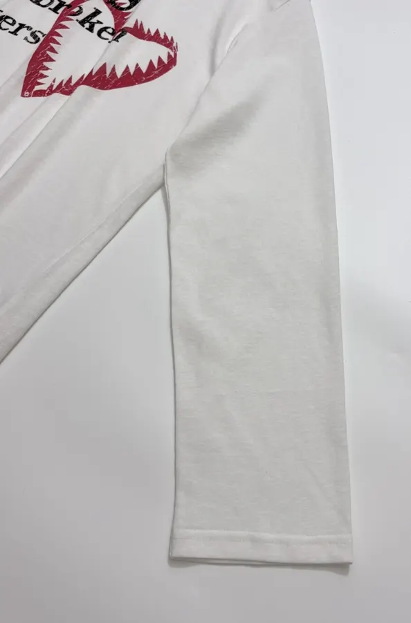 Graffiti Graphic Relaxed Long-Sleeve T-Shirt in White, product view 07
