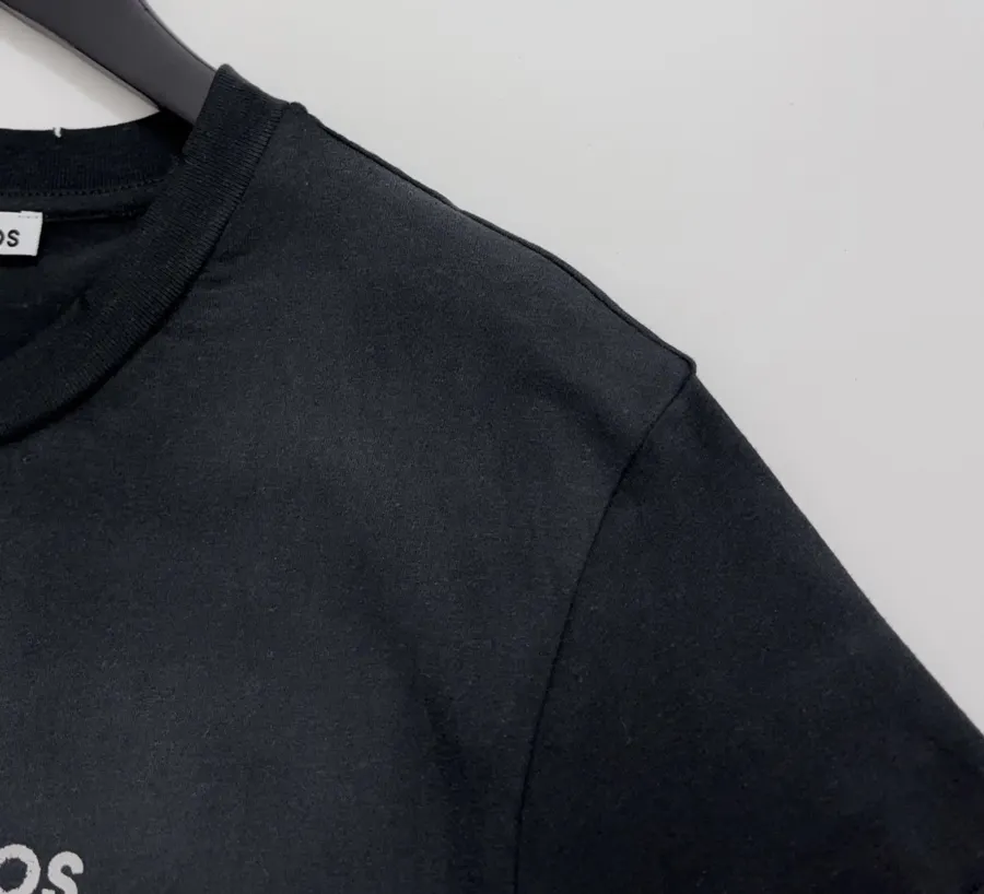 Distressed Vintage Short-Sleeve T-Shirt Top in Black, product view 03