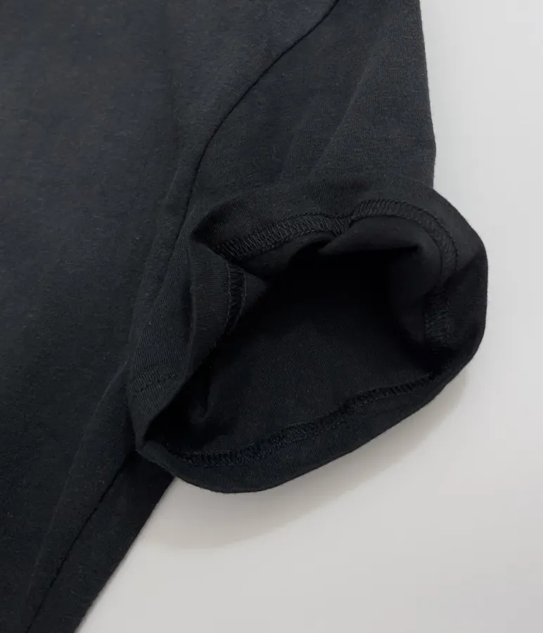 Distressed Vintage Short-Sleeve T-Shirt Top in Black, product view 05