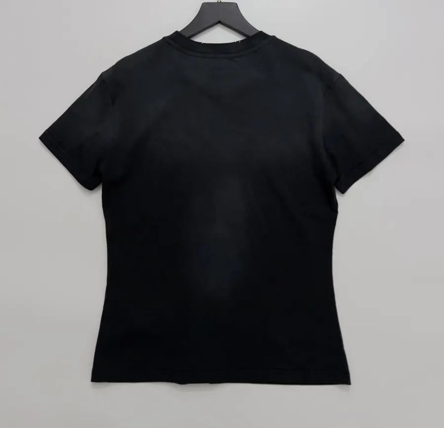 Distressed Vintage Short-Sleeve T-Shirt Top in Black, product view 11