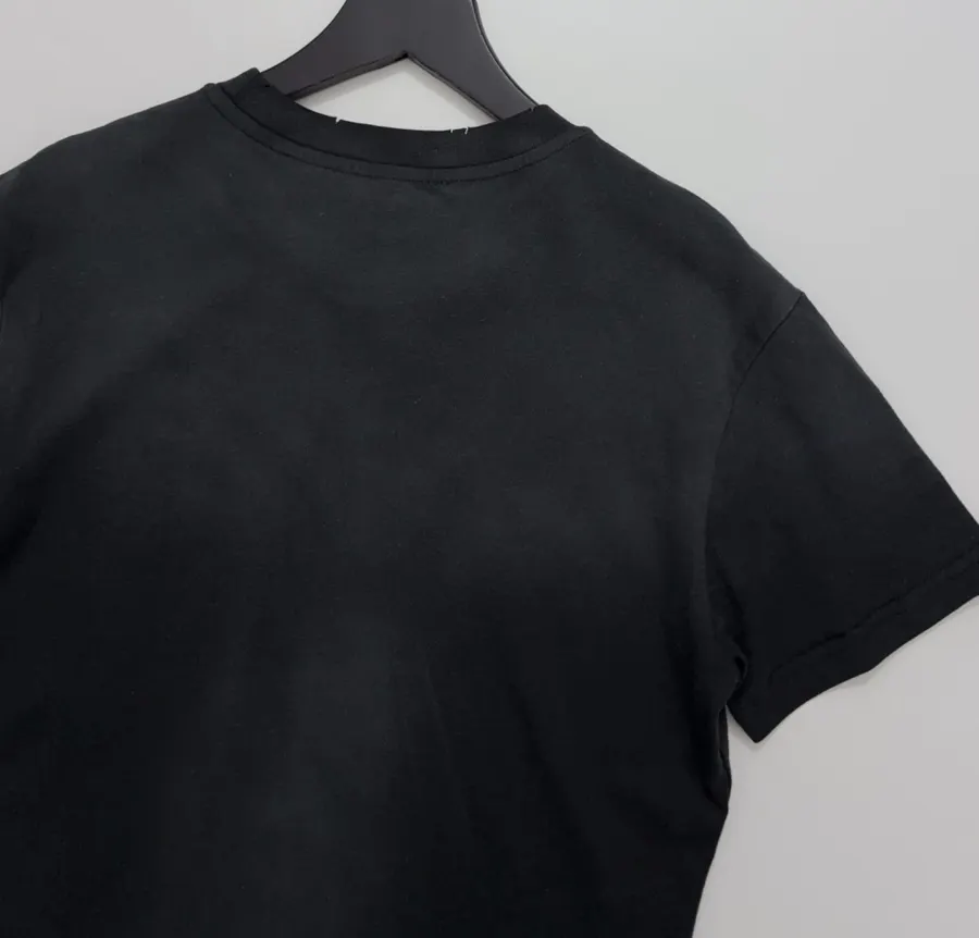 Distressed Vintage Short-Sleeve T-Shirt Top in Black, product view 12