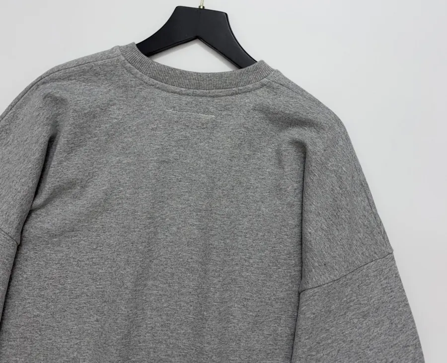 Gray Simple Letter Crewneck Loose Long-Sleeve Sweatshirt Top in Gray, product view 14