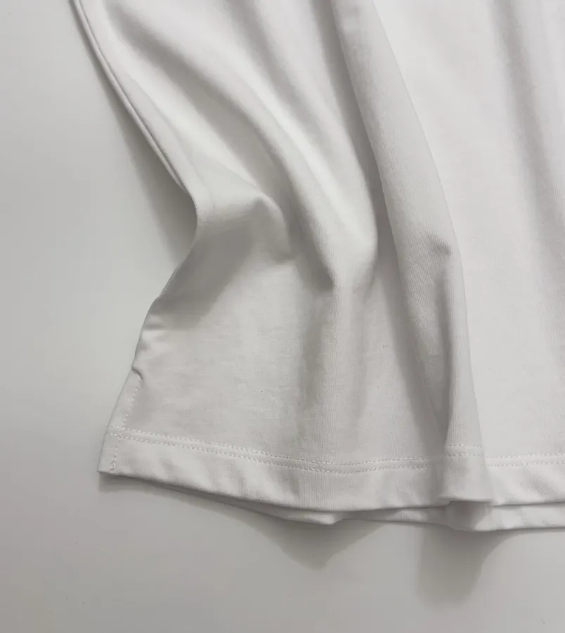 Embroidered Minimalist Crew Neck Long-Sleeve T-Shirt Top in Off-White, product view 08