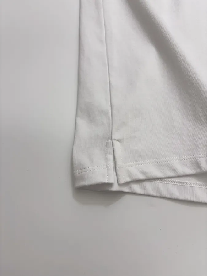 Embroidered Minimalist Crew Neck Long-Sleeve T-Shirt Top in Off-White, product view 09