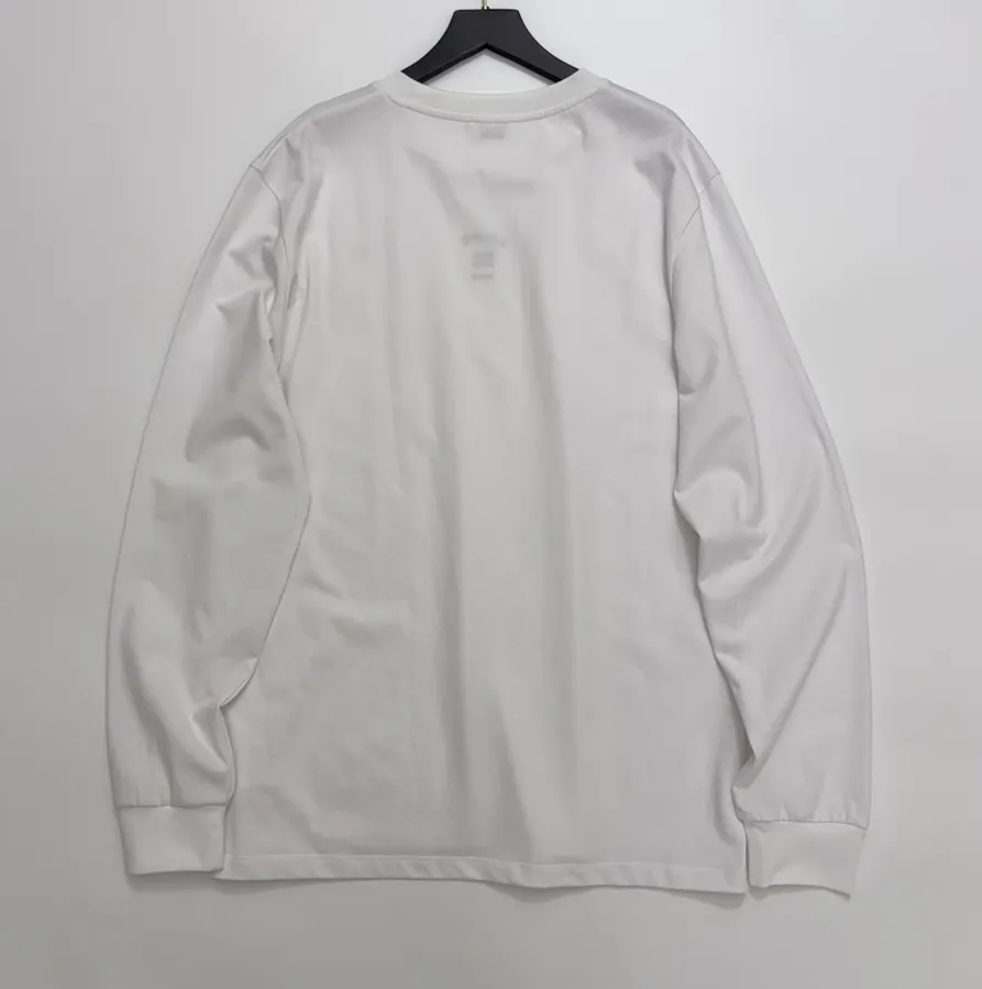 Embroidered Minimalist Crew Neck Long-Sleeve T-Shirt Top in Off-White, product view 12