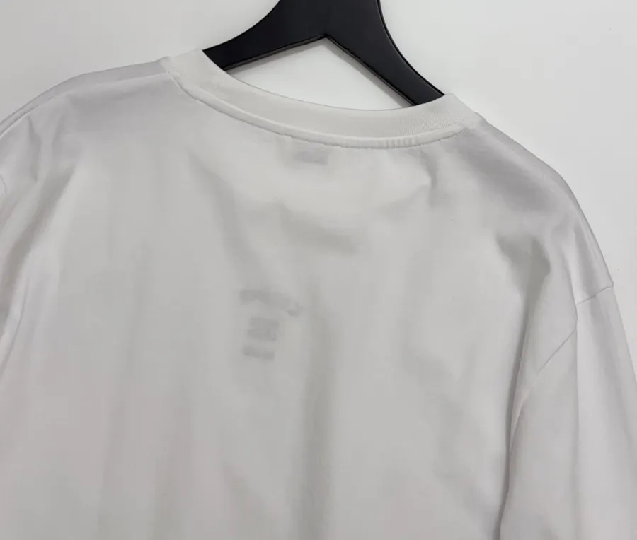 Embroidered Minimalist Crew Neck Long-Sleeve T-Shirt Top in Off-White, product view 13