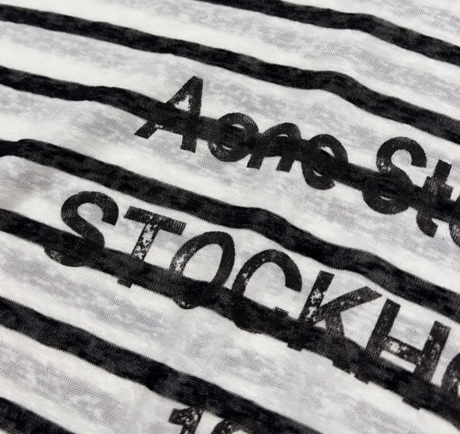 Letter-Striped Loose Long-Sleeve T-Shirt Top in Black and White, product view 05