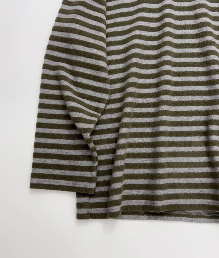 Striped Lazy Crewneck Loose Long-Sleeve T-Shirt in Charcoal, product view 09