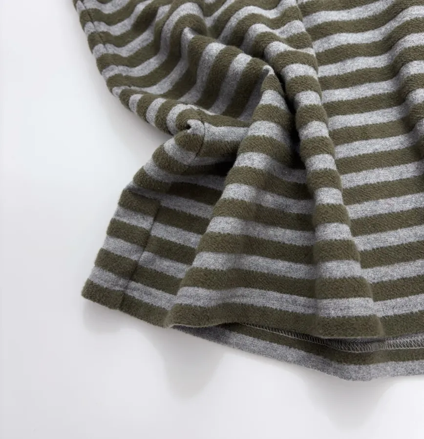 Striped Lazy Crewneck Loose Long-Sleeve T-Shirt in Charcoal, product view 10