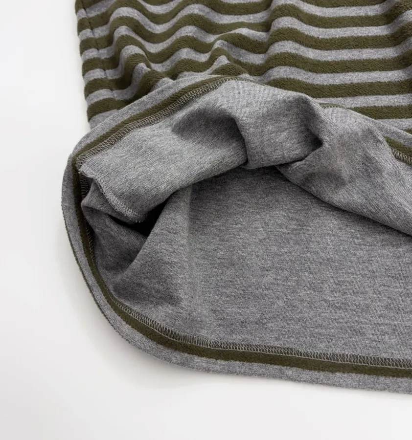 Striped Lazy Crewneck Loose Long-Sleeve T-Shirt in Charcoal, product view 12