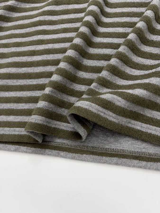 Striped Lazy Crewneck Loose Long-Sleeve T-Shirt in Charcoal, product view 14