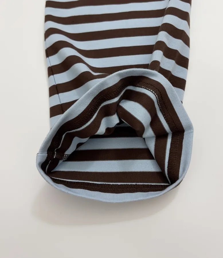 Brown Layered-Look Striped Long-Sleeve Top in Brown and Blue, product view 08
