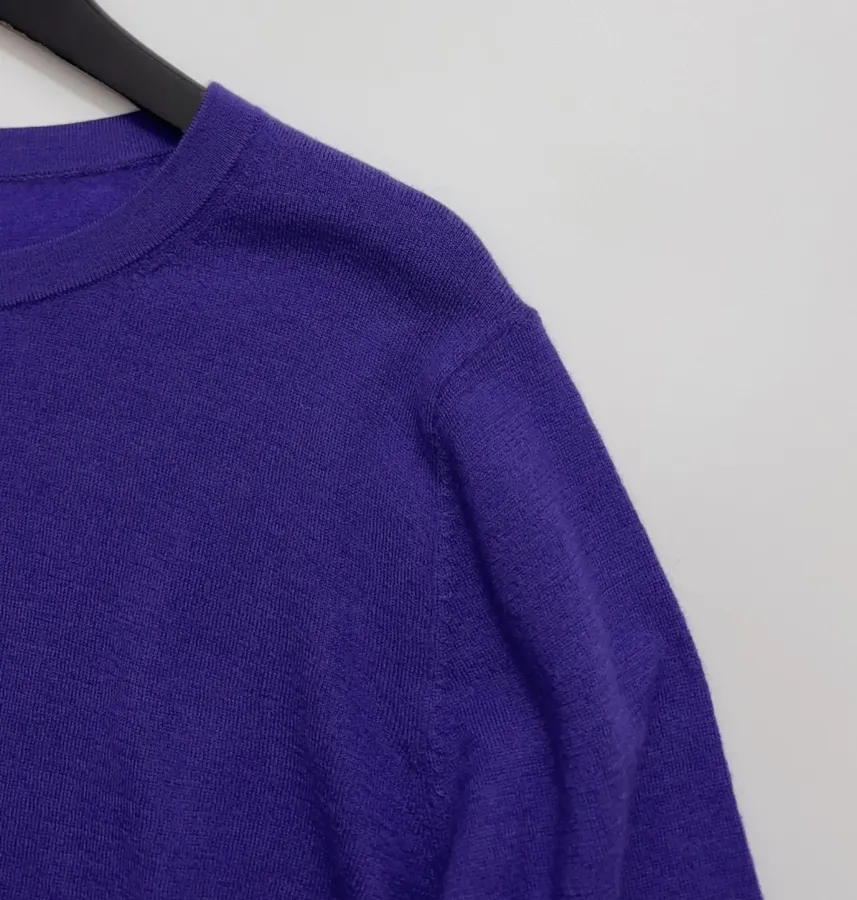 Relaxed Lightweight Crew-Neck Wool Sweater in Purple, product view 03