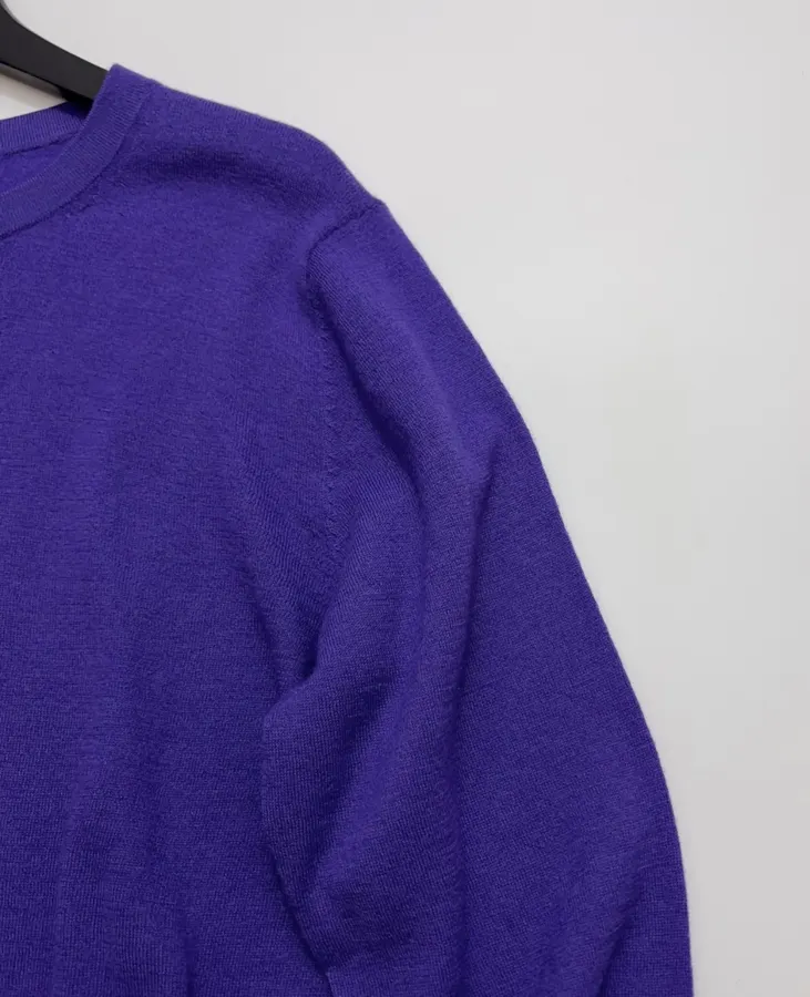 Relaxed Lightweight Crew-Neck Wool Sweater in Purple, product view 04