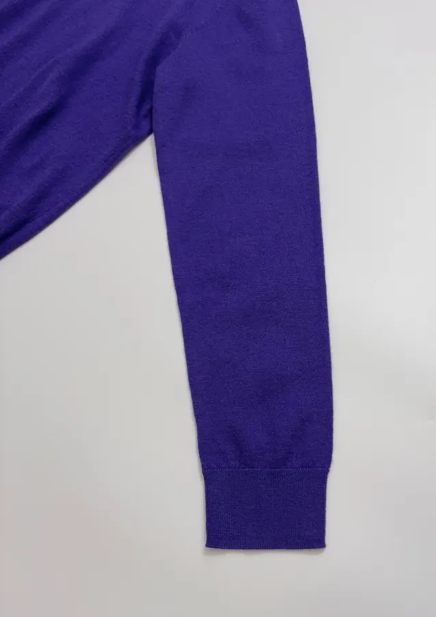 Relaxed Lightweight Crew-Neck Wool Sweater in Purple, product view 05