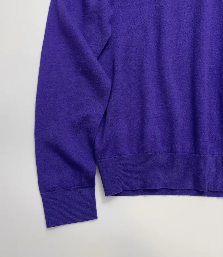 Relaxed Lightweight Crew-Neck Wool Sweater in Purple, product view 07