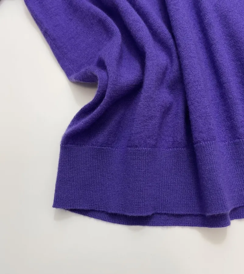 Relaxed Lightweight Crew-Neck Wool Sweater in Purple, product view 08