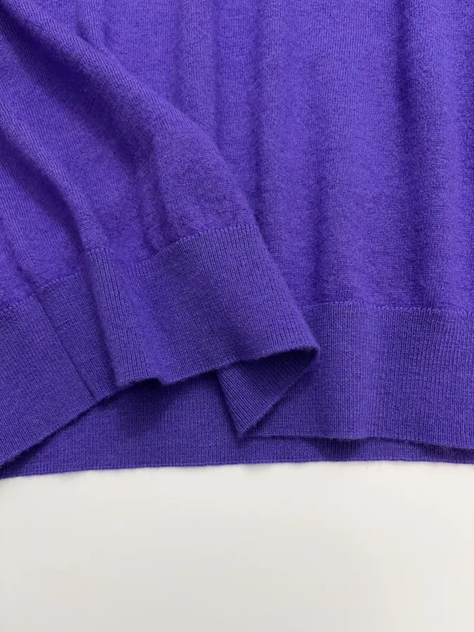Relaxed Lightweight Crew-Neck Wool Sweater in Purple, product view 10