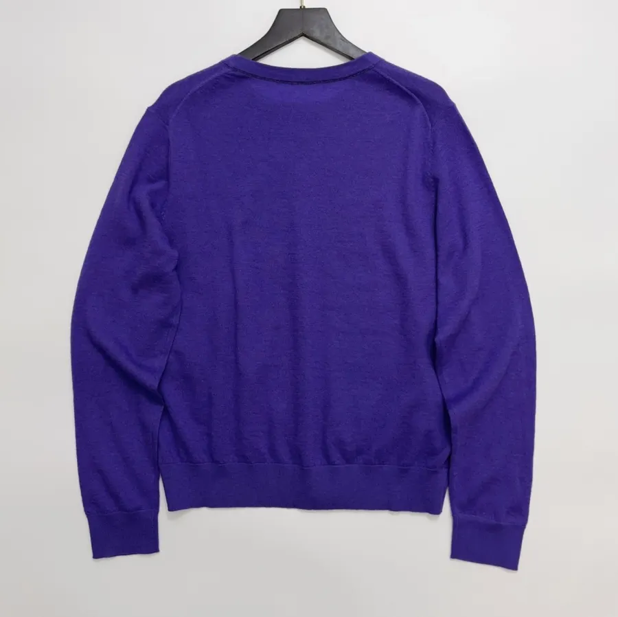 Relaxed Lightweight Crew-Neck Wool Sweater in Purple, product view 12