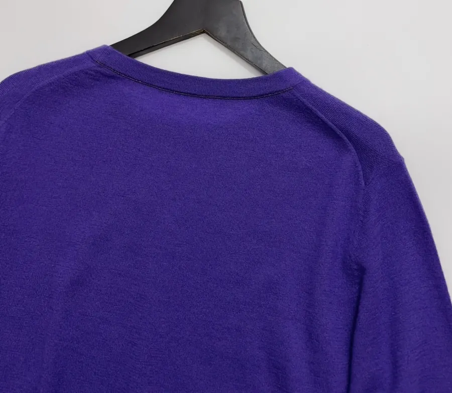 Relaxed Lightweight Crew-Neck Wool Sweater in Purple, product view 13